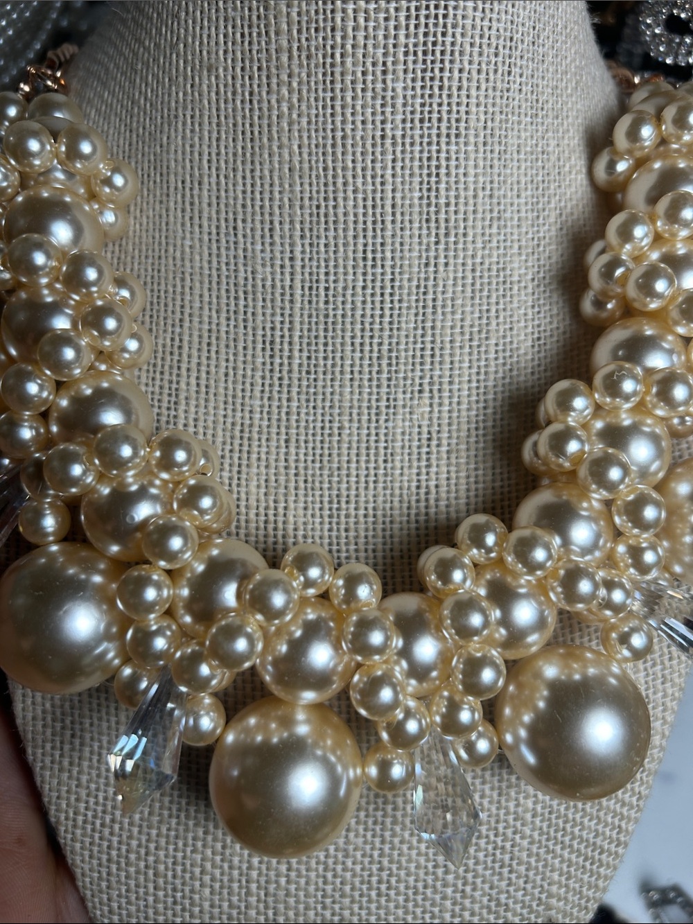 Pearl Cluster Statement Necklace in Cream - Women Jewelry
